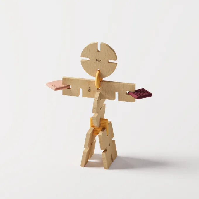 Esempio di costruzione di un bambino con i blocchi di legno Bavvic